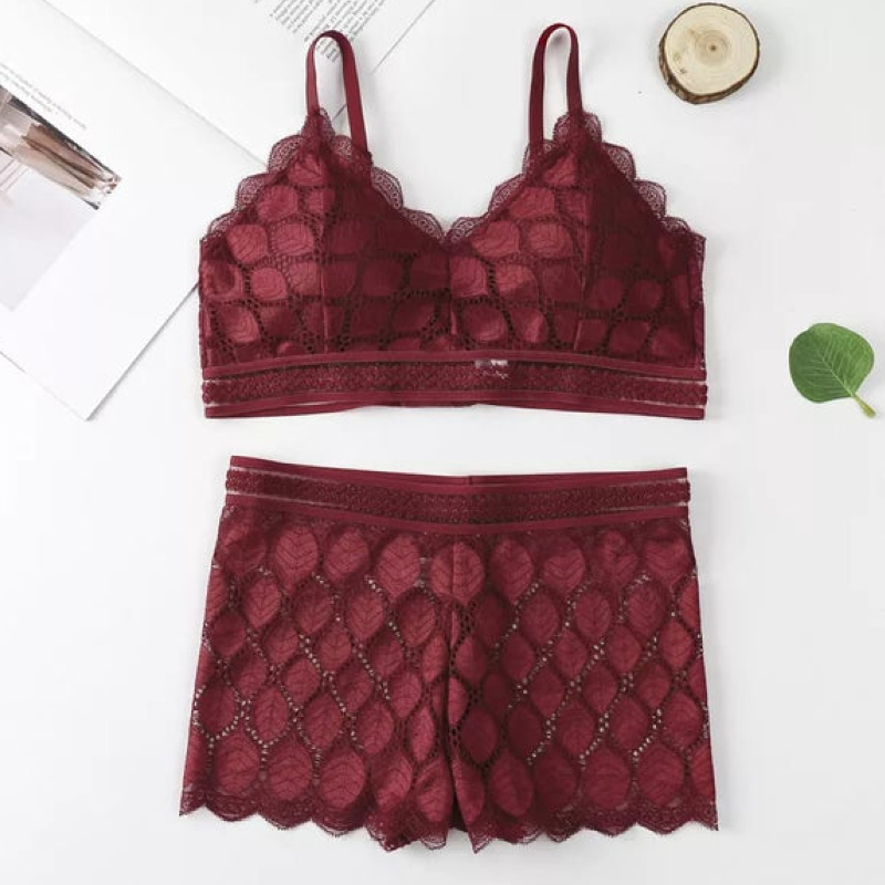 Modish Leaf Design Boxer Pair Bra