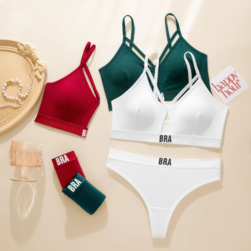 Wirless Padded Stylish Bra Set