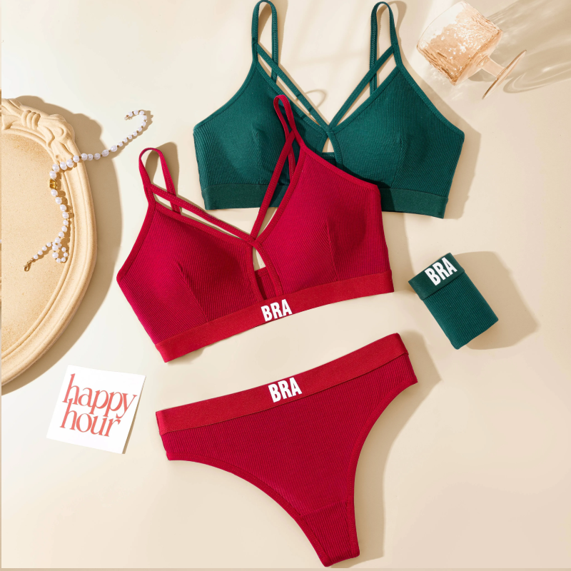 Wirless Padded Stylish Bra Set