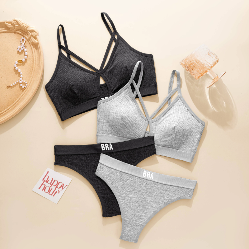 Wirless Padded Stylish Bra Set