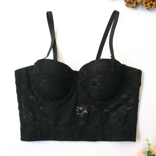 Thin Padded Longlined Decorative Bra