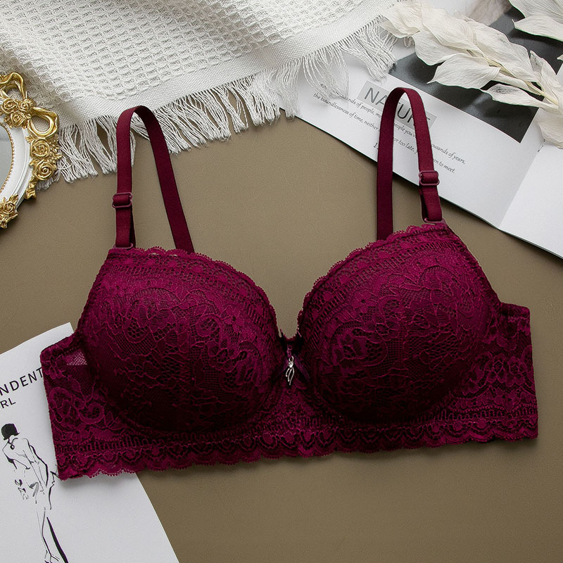 Elegant Soft Lace Trim Padded Bra