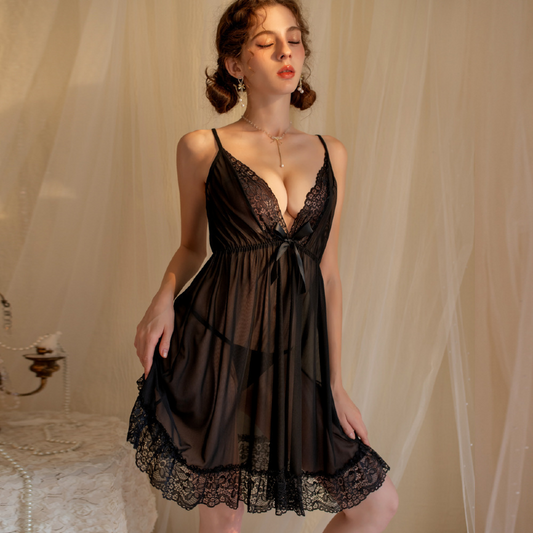 Sleek Mesh Net Short Nightdress