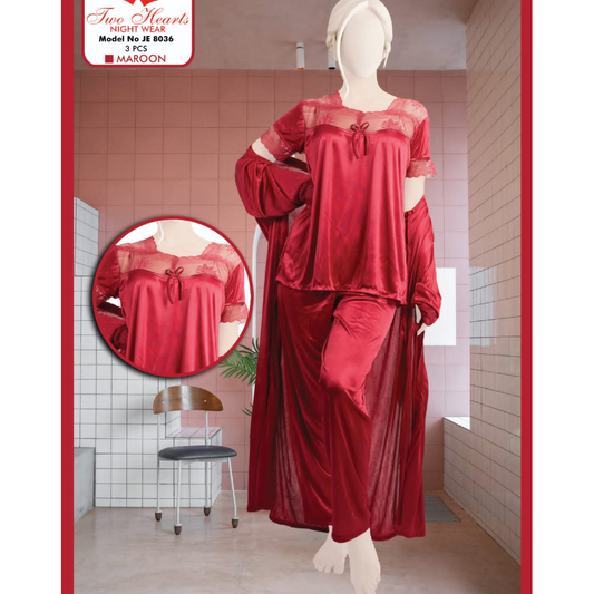 Comfortable Satin Silk  Design Nighty