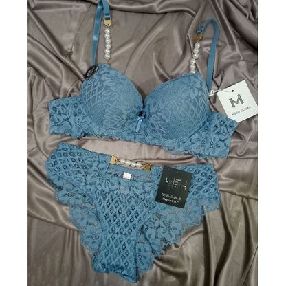 Full Lace Push Up Padded Pearl Design Set