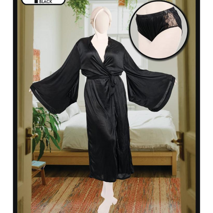 Sensual Sleeves Satin Silk Nighty