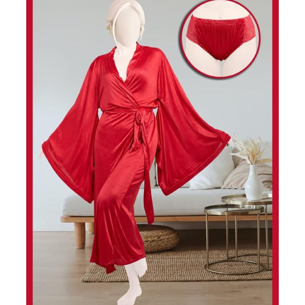 Sensual Sleeves Satin Silk Nighty