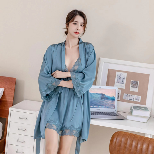 Elegant 3-Piece Satin Silk Nightwear