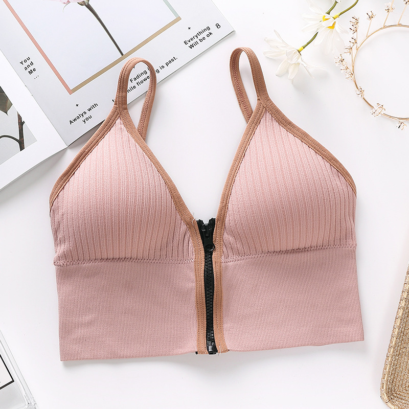 Seamless Comfortable Padded Zip Bra