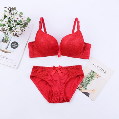 Exquisite Floral Lace Wired Free Bra set