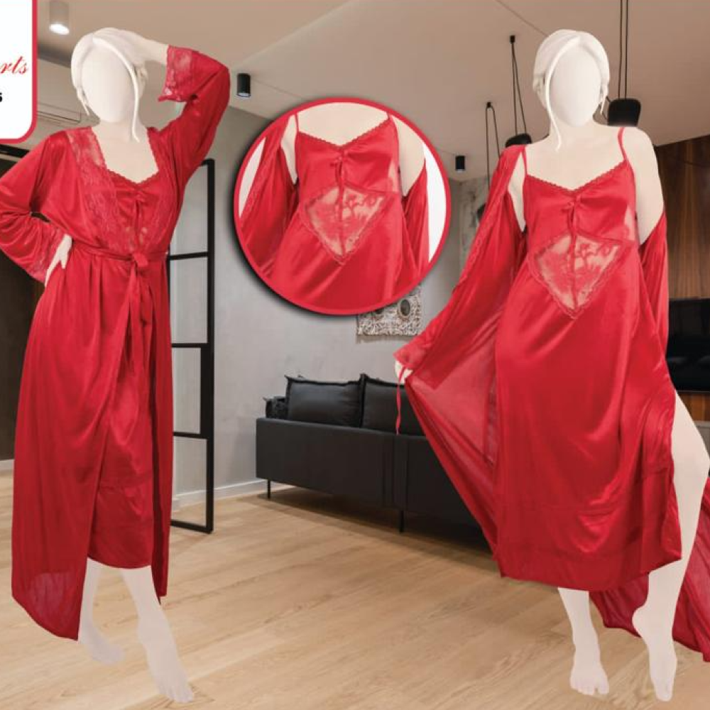 Gentle Luxury  Satin Silk Long Net Nighty