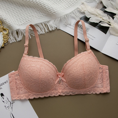 Elegant Soft Lace Trim Padded Bra