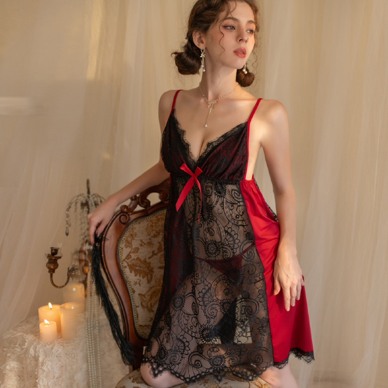 Dreamy Lace and Silk Satin Sleepwear Set