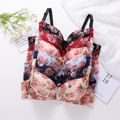 Blossom Comfortable Embrace Style Floral Bra