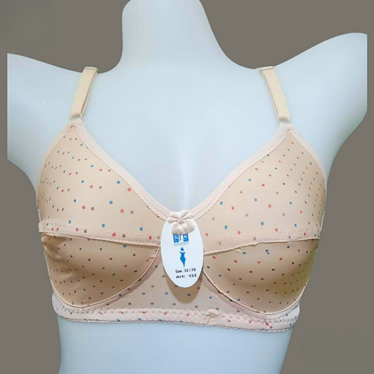 Seamless Polka Dot Cotton Regular Bra