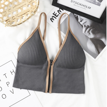 Seamless Comfortable Padded Zip Bra