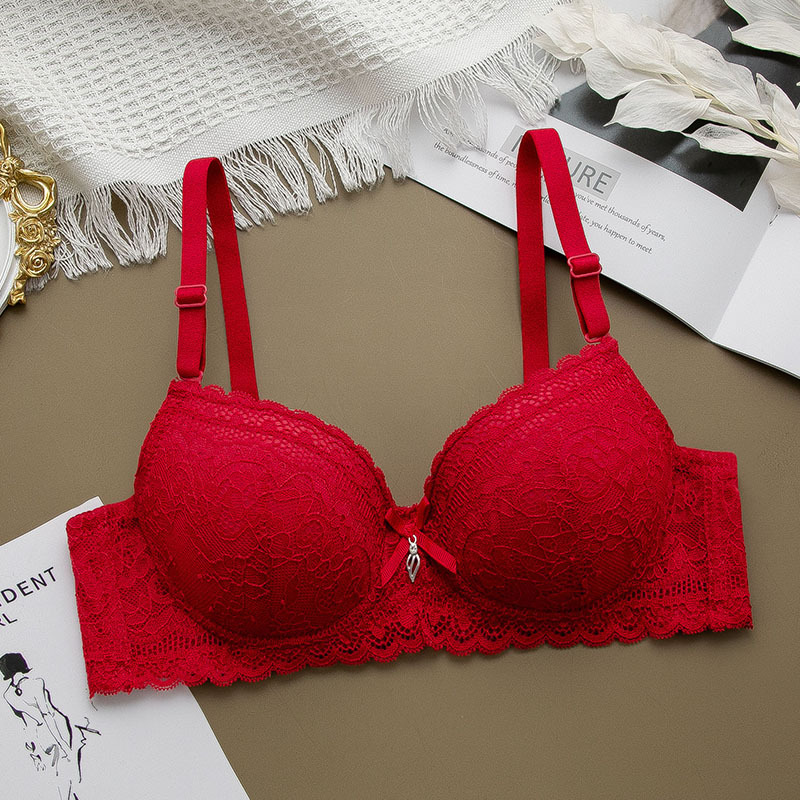 Elegant Soft Lace Trim Padded Bra